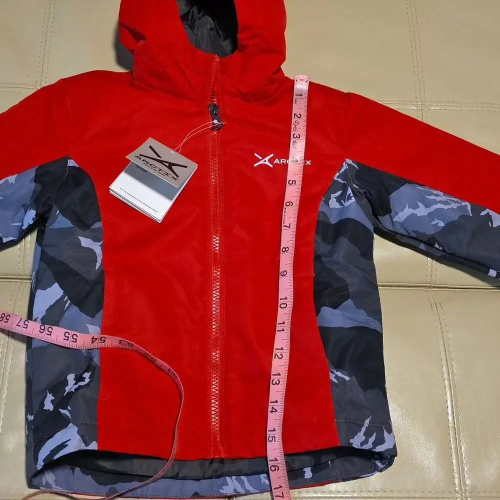 Arctix Insulated Red Grey and Camouflage Winter Hooded Coat Kids Size 3T NWT